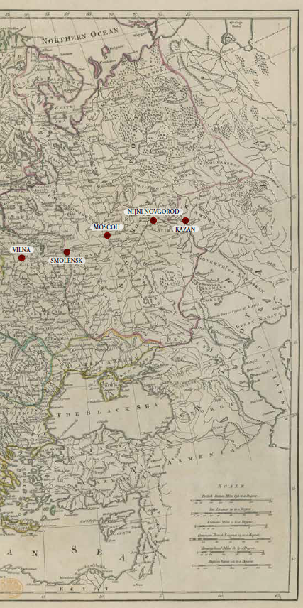Itinéraire d'exil d'Antoine 1791-1797 carte historique suite